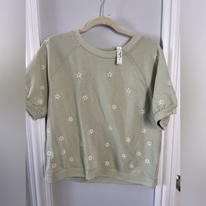 Short sleeve size small madewell green flower embroidered sweatshirt